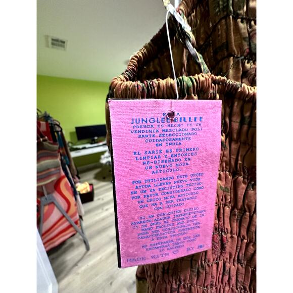 New 100% Silk Jungle Billie Tiered Maxi Boho Dress – One Size - Picture 3 of 3